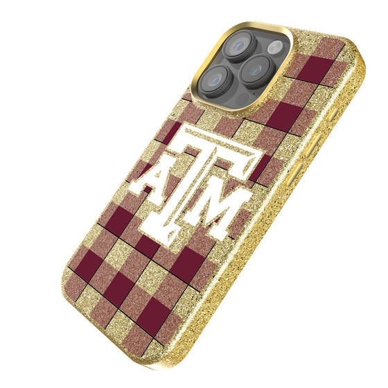 Texas A&M Aggies Plaid Bling Phone Case-1