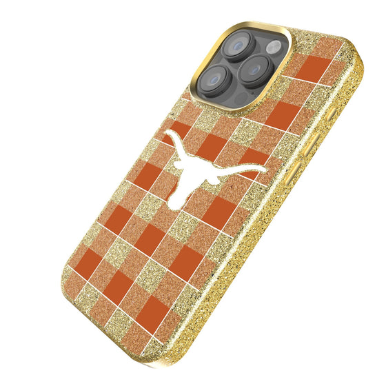 Texas Longhorns Plaid Bling Phone Case-1