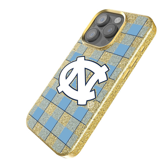 North Carolina Tar Heels Plaid Bling Phone Case-1