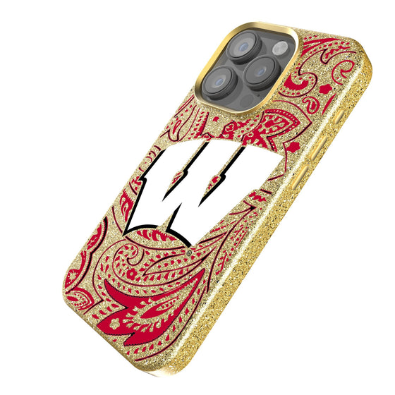 Wisconsin Badgers Paisley Bling Phone Case-1