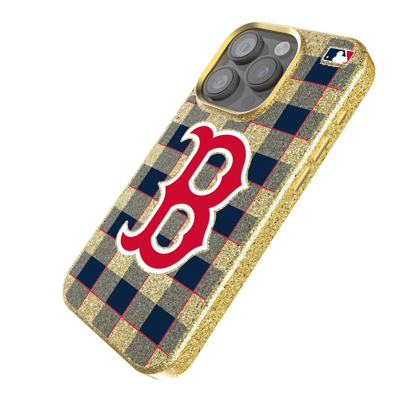 Boston Red Sox Plaid Bling Phone Case-1