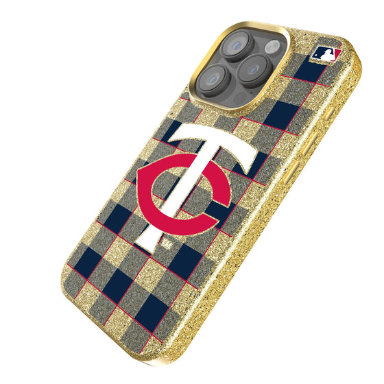 Minnesota Twins Plaid Bling Phone Case-1