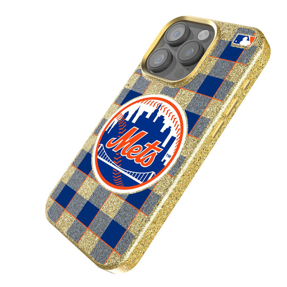 New York Mets Plaid Bling Phone Case-1