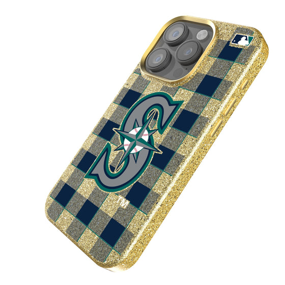 Seattle Mariners Plaid Bling Phone Case-1