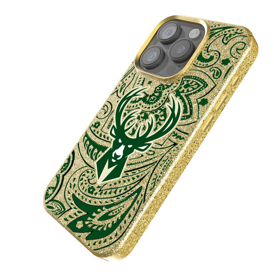 Milwaukee Bucks Paisley Bling Phone Case-1