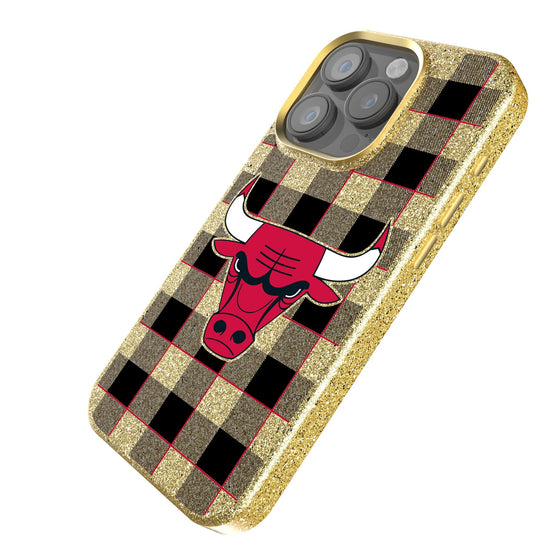 Chicago Bulls Plaid Bling Phone Case-1