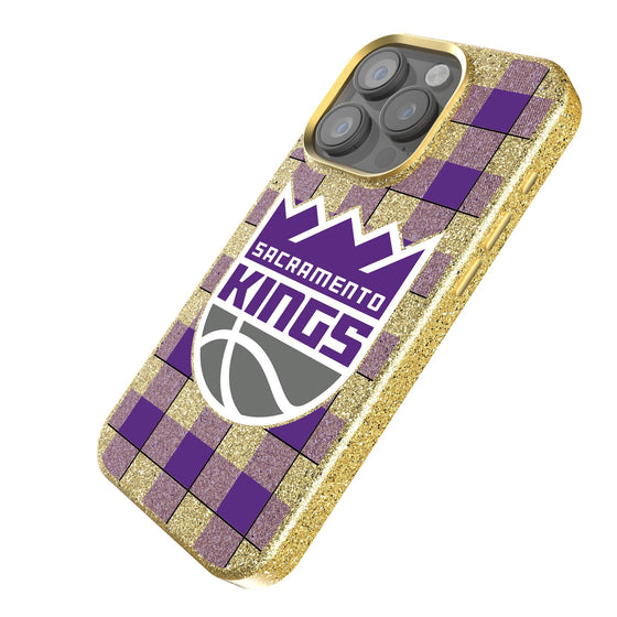 Sacramento Kings Plaid Bling Phone Case-1