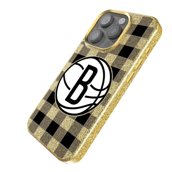 Brooklyn Nets Plaid Bling Phone Case-1