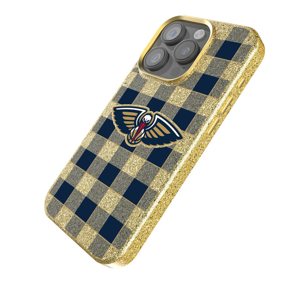 New Orleans Pelicans Plaid Bling Phone Case-1