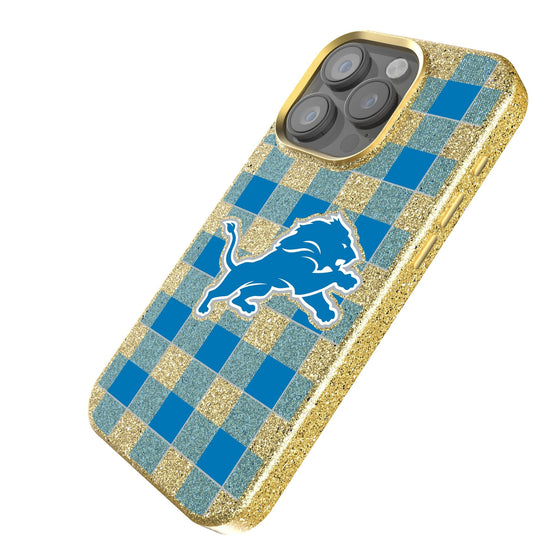 Detroit Lions Plaid Bling Phone Case-1