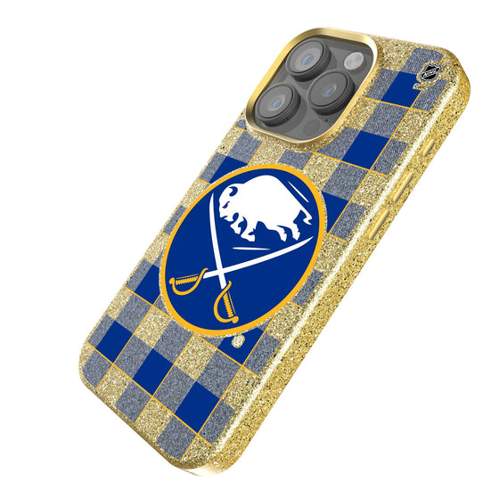 Buffalo Sabres Plaid Bling Phone Case-1