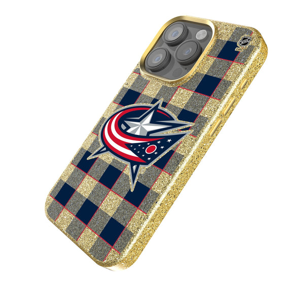 Columbus Blue Jackets Plaid Bling Phone Case-1