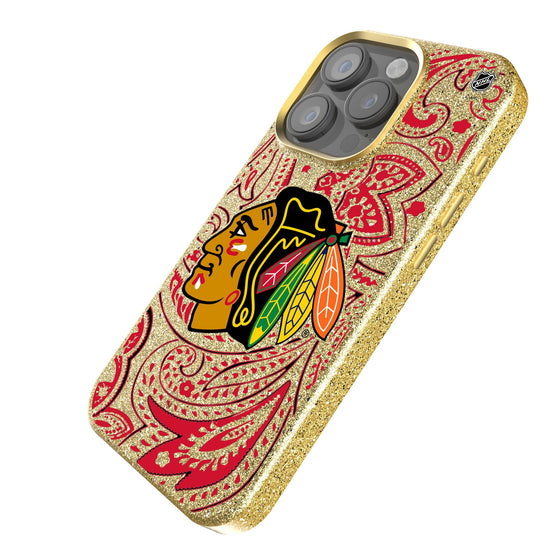 Chicago Blackhawks Paisley Bling Phone Case-1