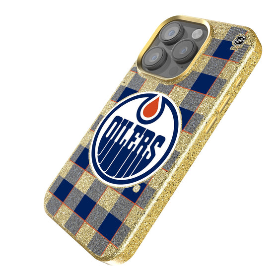 Edmonton Oilers Plaid Bling Phone Case-1