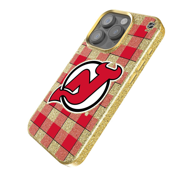 New Jersey Devils Plaid Bling Phone Case-1