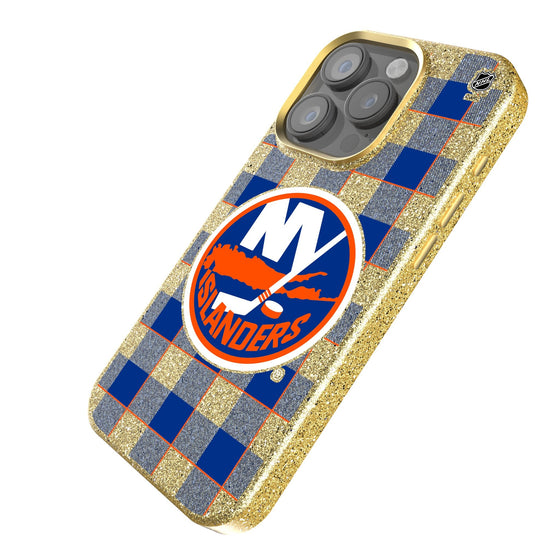 New York Islanders Plaid Bling Phone Case-1