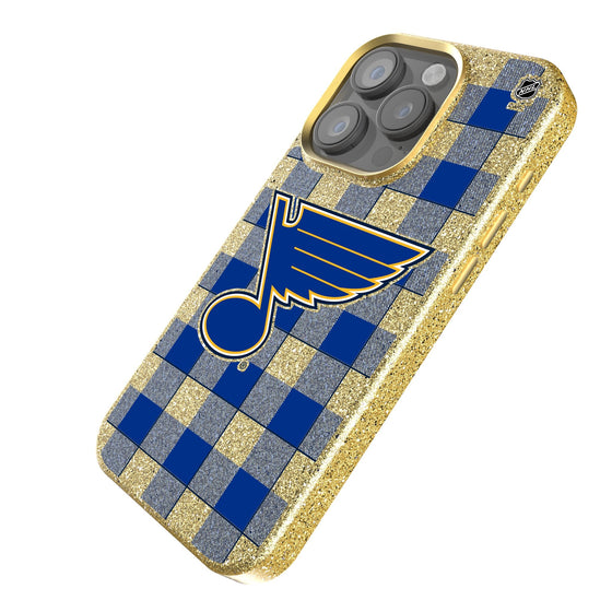 St. Louis Blues Plaid Bling Phone Case-1