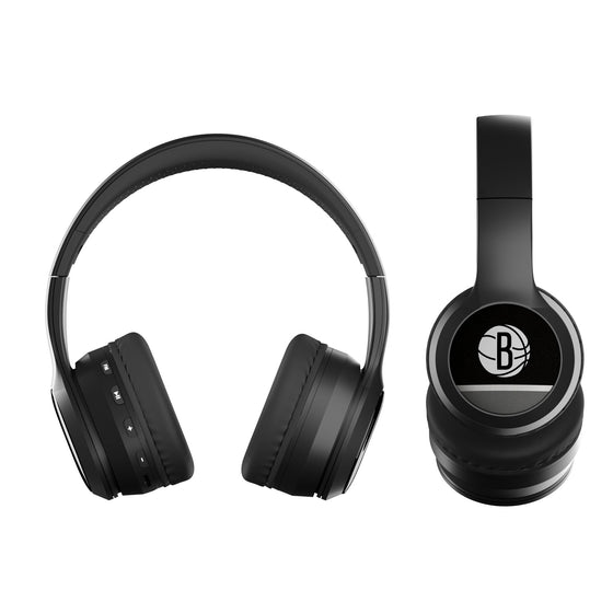 Brooklyn Nets Stripe Wireless Over-Ear BT Headphones With Case-1