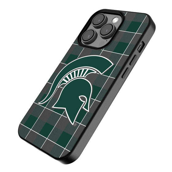 Michigan State Spartans Plaid Magnetic Phone Case-2