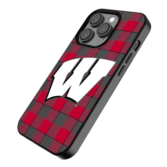 Wisconsin Badgers Plaid Magnetic Phone Case-2