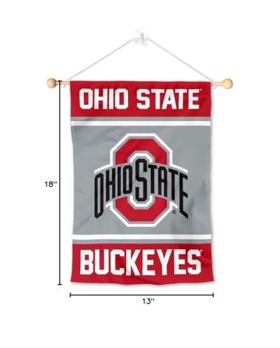 College Flags & Banners Co. Ohio State Buckeyes Window Wall Banner Hanging Flag with Suction Cup