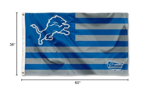 WinCraft Detroit Lions USA American Nation Stripes 3x5 Grommet Flag