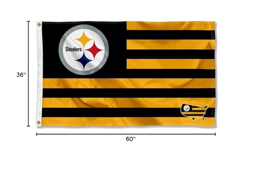 WinCraft Pittsburgh Steelers USA American Nation Stripes 3x5 Grommet Flag