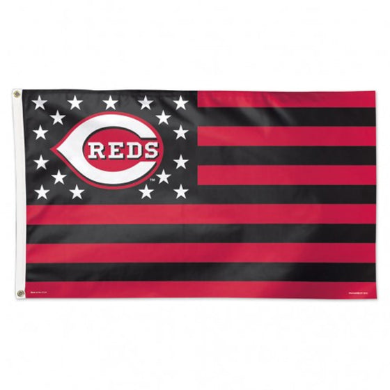 Cincinnati Reds Flag 3x5 Deluxe Style Stars and Stripes Design - Special Order