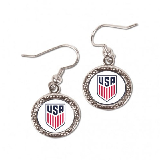 US National Soccer Earrings Round Style - Special Order