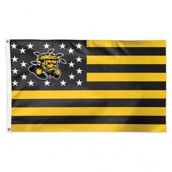 Wichita State Shockers Flag 3x5 Deluxe Style Stars and Stripes Design - Special Order