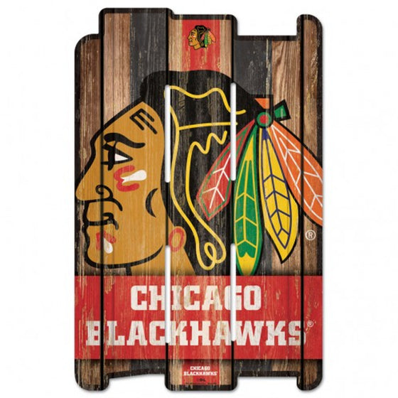 Chicago Blackhawks Sign 11x17 Wood Fence Style