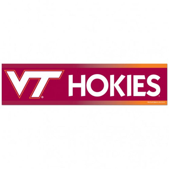 Virginia Tech Hokies Decal 3x12 Bumper Strip Style - Special Order