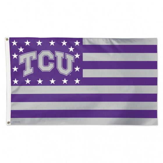 TCU Horned Frogs Flag 3x5 Deluxe Style Stars and Stripes Design - Special Order