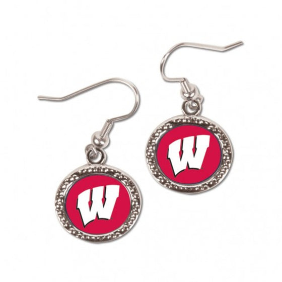 Wisconsin Badgers Earrings Round Style - Special Order