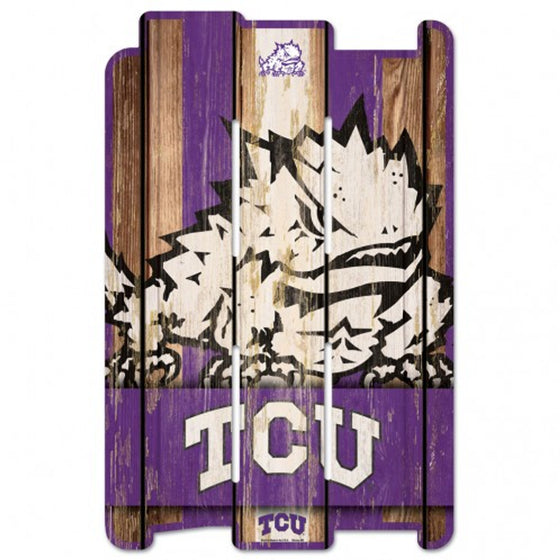 TCU Horned Frogs Sign 11x17 Wood Fence Style - Special Order