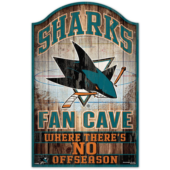 San Jose Sharks Sign 11x17 Wood Fan Cave Design - Special Order