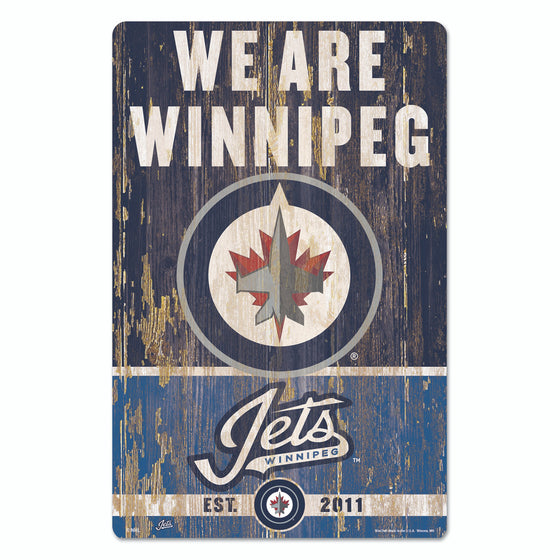 Winnipeg Jets Sign 11x17 Wood Slogan Design - Special Order