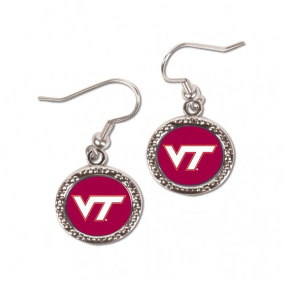 Virginia Tech Hokies Earrings Round Style - Special Order