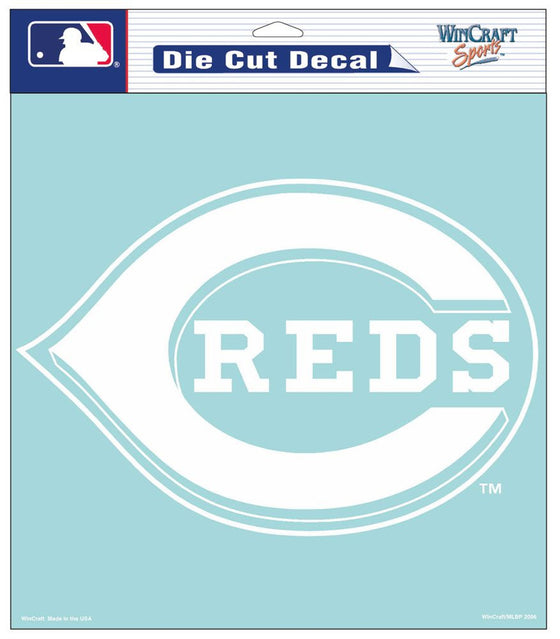 Cincinnati Reds Decal 8x8 Perfect Cut White - Special Order