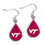 Virginia Tech Hokies Earrings Tear Drop Style (CDG)