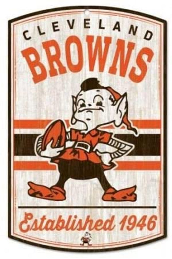 Cleveland Browns Sign 11x17 Wood Classic Logo Retro