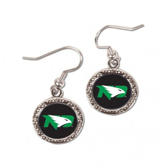 North Dakota Fighting Hawks Earrings Round Style (CDG)