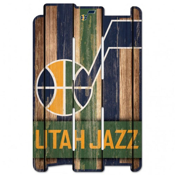 Utah Jazz Sign 11x17 Wood Fence Style - Special Order