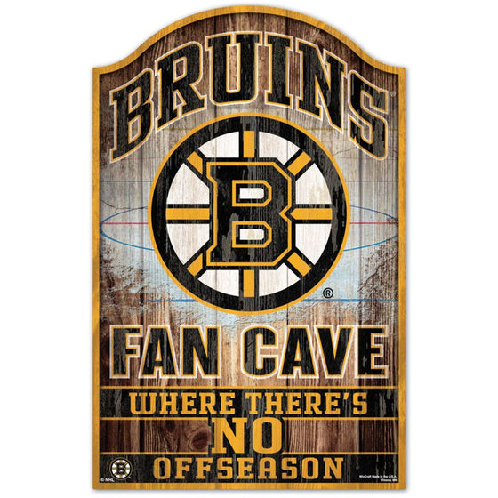 Boston Bruins Sign 11x17 Wood Fan Cave Design - Special Order