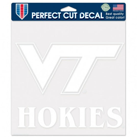 Virginia Tech Hokies Decal 8x8 Perfect Cut White - Special Order