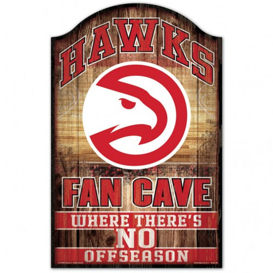 Atlanta Hawks Sign 11x17 Wood Fan Cave Design - Special Order