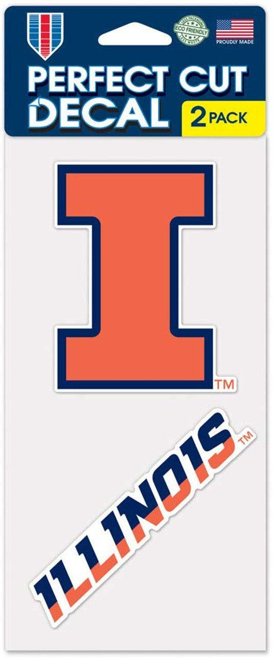 Illinois Fighting Illini Set of 2 Die Cut Decals - Special Order