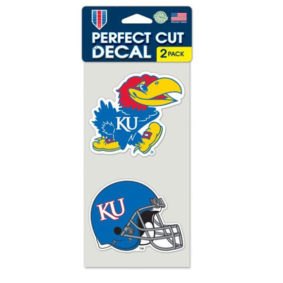 Kansas Jayhawks Set of 2 Die Cut Decals - Special Order