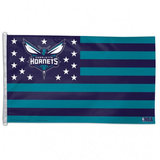 Charlotte Hornets Flag 3x5 Deluxe Style Stars and Stripes Design - Special Order