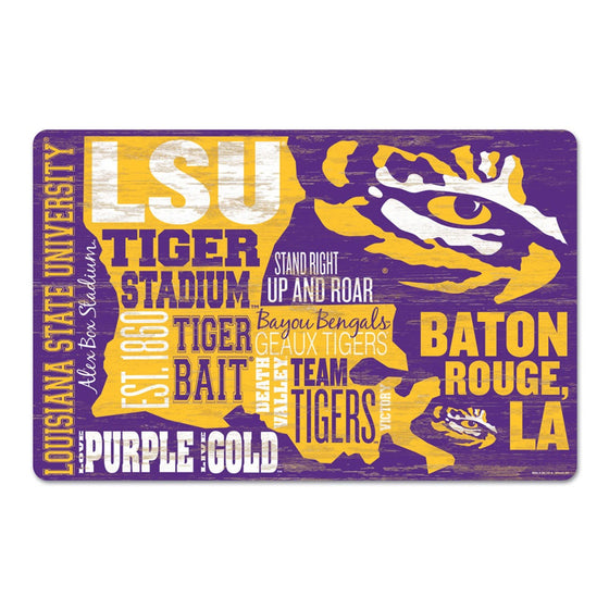 LSU Tigers Sign 11x17 Wood Wordage Design